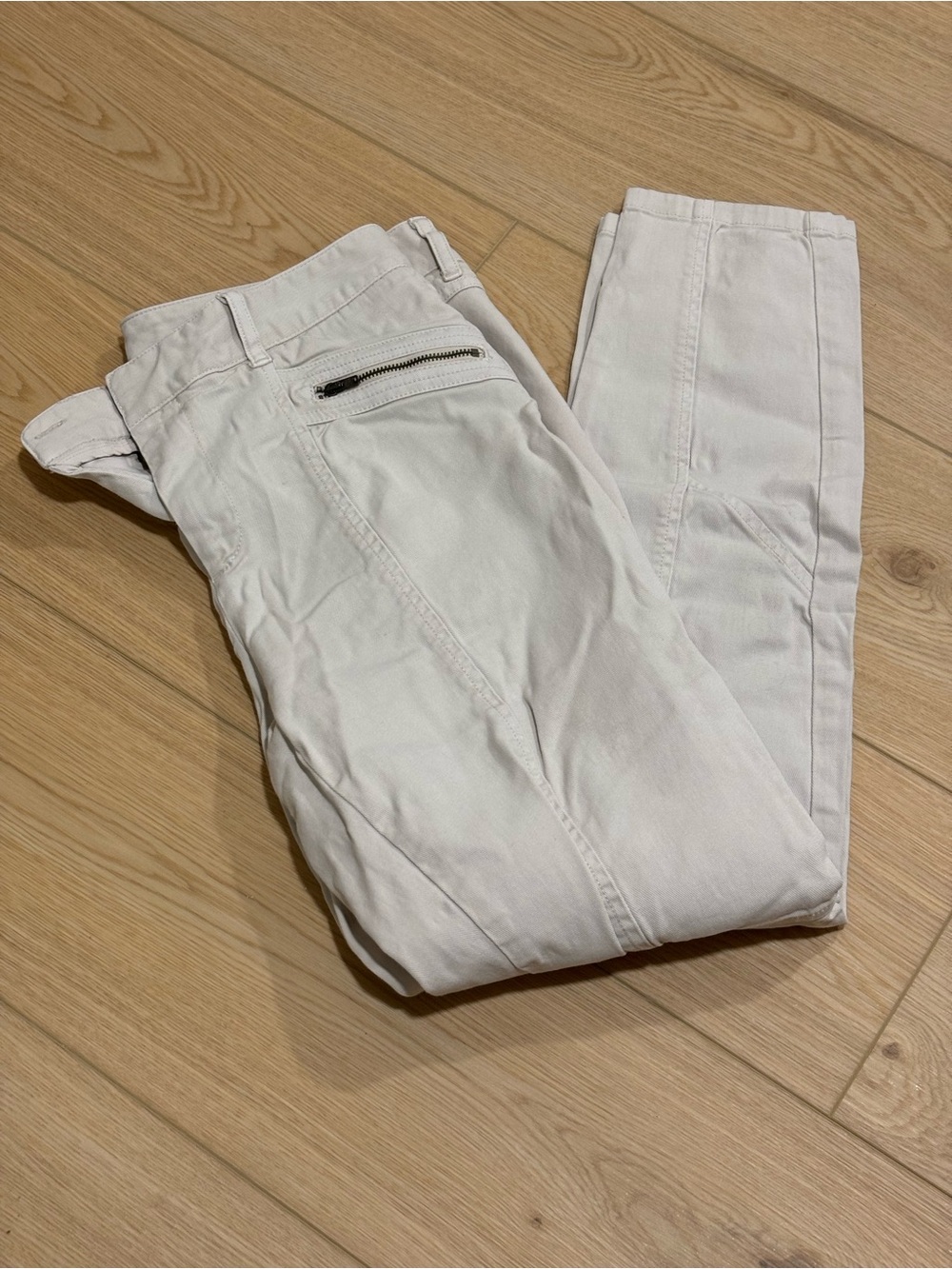 ecru Women's Cream Pants with Zip Pocket Detail